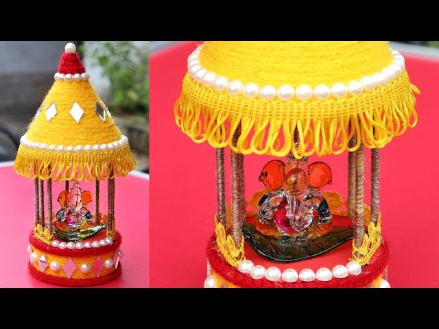 DIY: Recycled woolen Temple at home | Ganesh Mandap | Ganpati Makhar Making | woolen Mandir