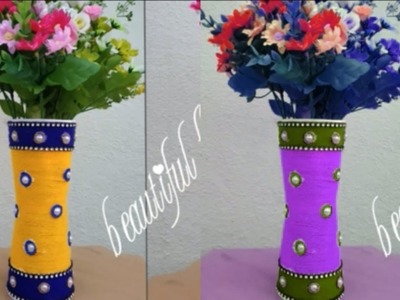 DIY Woolen Flower Pot.Flower Pot out of Disposable Plastic Glass.Best Out Of Waste Idea at Home