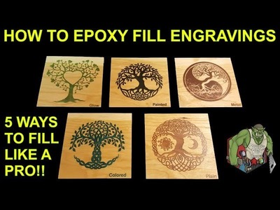 Epoxy Resin Tutorial - How to Fill wood engravings like a pro 5 different ways to DIY