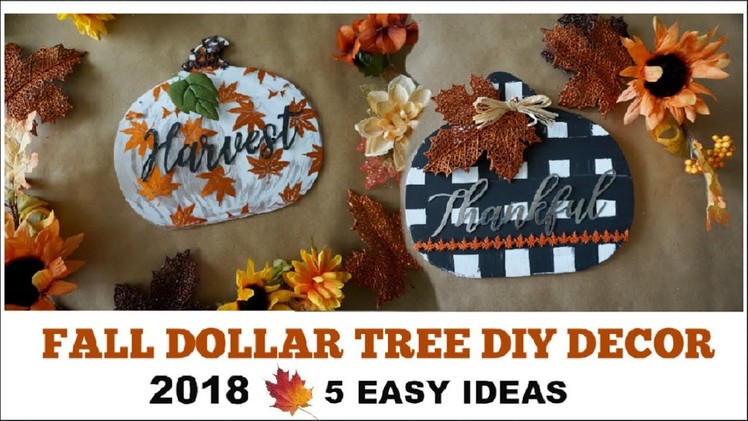 FALL DOLLAR TREE DIY DECOR 2018 | 5 Easy Decor Ideas | Momma From Scratch