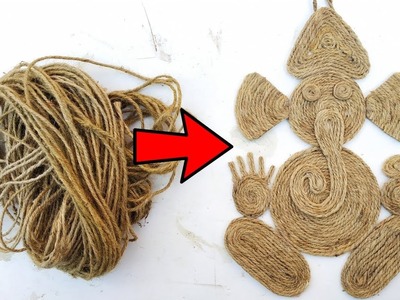 Ganesh making at home from jute rope। diy ganesh wall hangin।  easy ganesh making from jute.