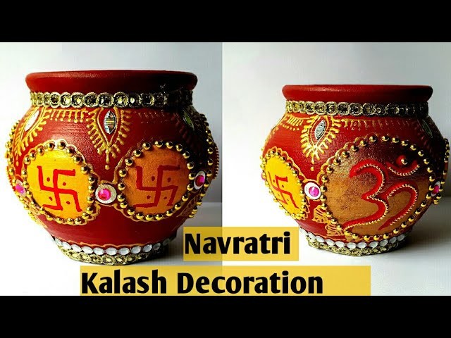 How to decorate Kalash. Navratri Pot Diy  I Diy Kalash. Garba Pot  Decoration ideas #navratrighat