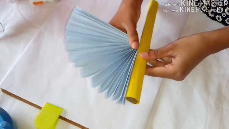 How to make a Hand-fan with colour art paper & cardboard
