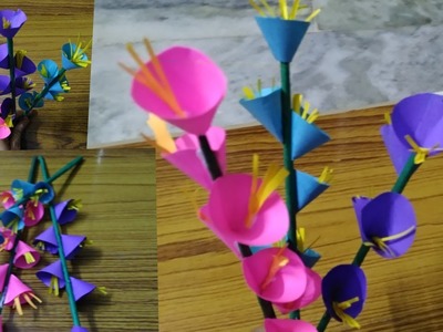 How to make colour paper flowers.Home decoration ideas.paper flowers ideas.