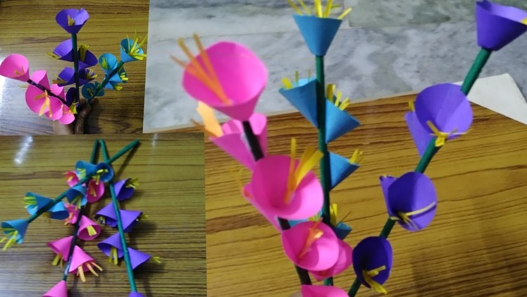 How to make colour paper flowers.Home decoration ideas.paper flowers ideas.