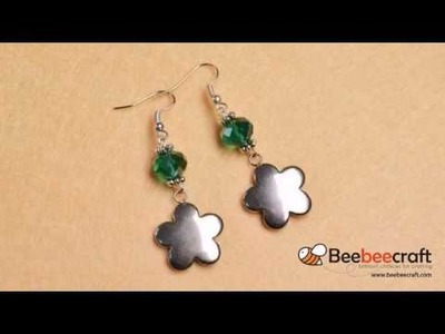 Beebeecraft tutorials on how to make Tibetan Flower Glass Bead Dangle Earrings
