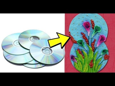 DIY Best Out of Waste Wall Hanging from old CD & Tissue Papers! Recycled Craft Idea | Reuse Old CD