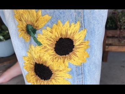 DIY EMBROIDERED JEANS #12 SUNFLOWER
