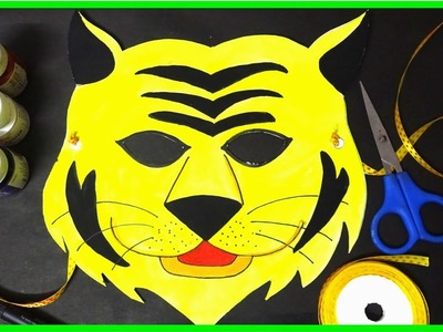 DIY ! How to make tiger cartoon mask at home step by step tutorial for kids on art paper