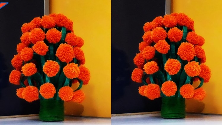GULDASTA.How to make flower vase with wool and glass bottle. wow amazing idea