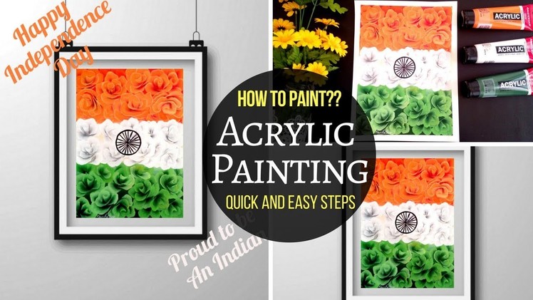 Happy Independence Day India - Tricolor - Acrylic Painting - DIY - Quick and Easy