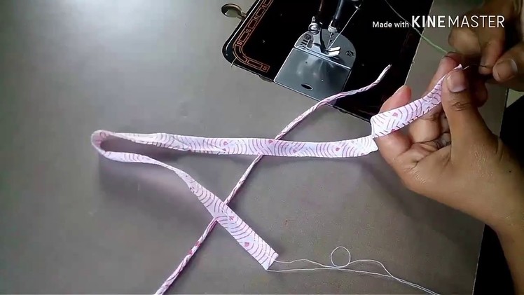 How to make Blouse dori(Nod) Piping less|Very simple & easy method and attached dori flower.
