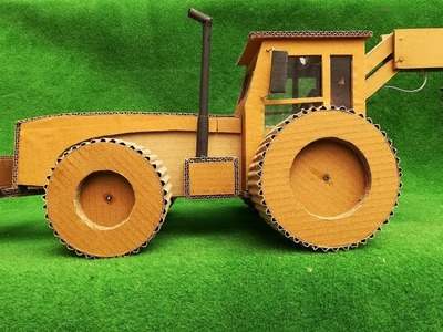 How to make  DIY tractor with mounted drilling rig from Cardboard  || John deere Tractor