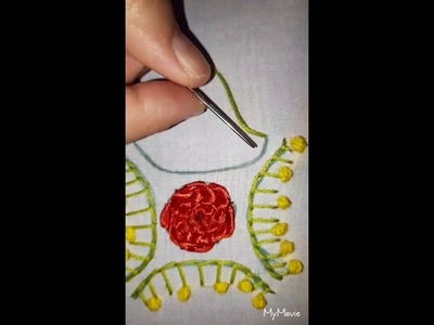 How to make ribbon flower French knot lazy disy stitches
