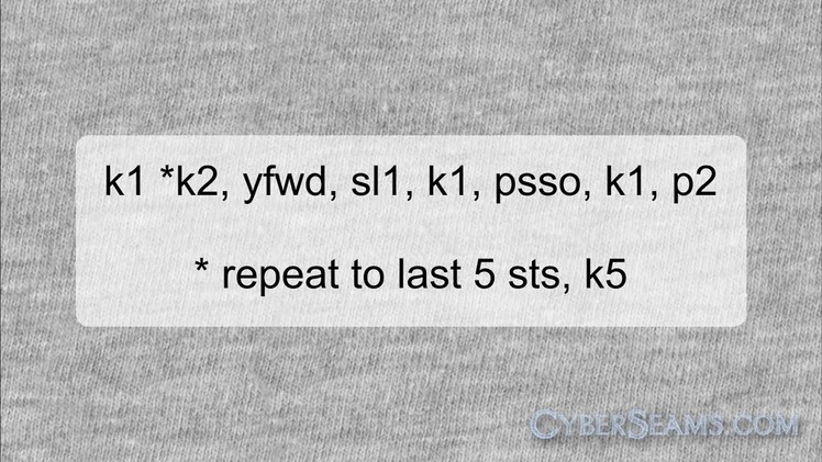 Knitting Help: k2 yo sl1 k1 psso k1 p2