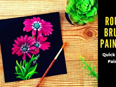 Quick Flower Painting using Round Brush - One Stroke Flower Painting - DIY