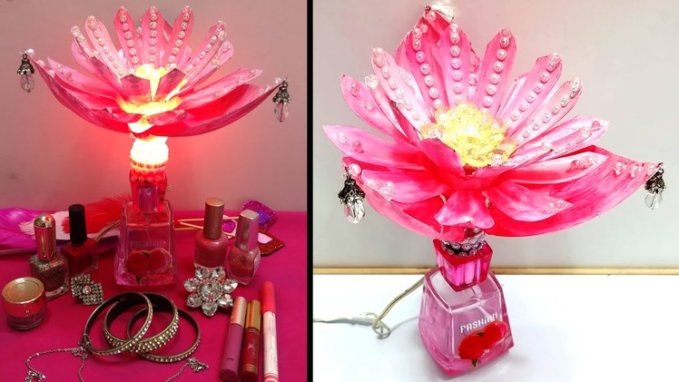 Waste Craft from Plastic Bottle - How To Make a Table Lamp Out of Empty Perfume Bottle