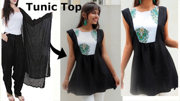 Convert DUPATTA into TUNIC Top | Diy A Line Kurti only in 5 minutes
