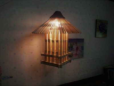 D.I.Y. Lamp from popsicle sticks & newspaper (Hanging)