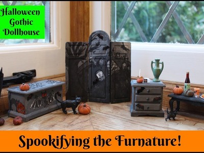 Decorating and Painting Spooky Furniture - DIY Dolls House (Part 9)