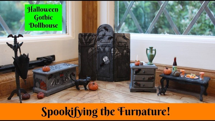 Decorating and Painting Spooky Furniture - DIY Dolls House (Part 9)