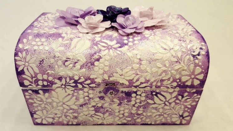 Decoupage box with template and flowers-DIY