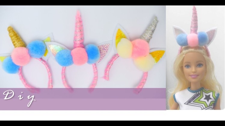 DIY Barbie Miniature - Unicorn Headband - DIY - Super Easy!