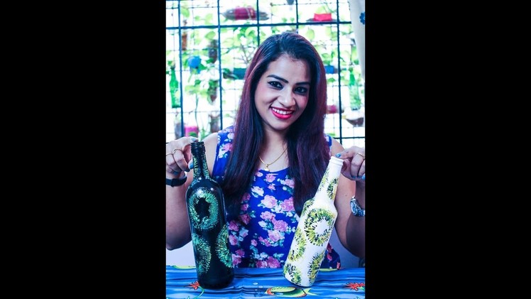 DIY Bottle Painting without using a brush by Asha Neog | ANG Creations