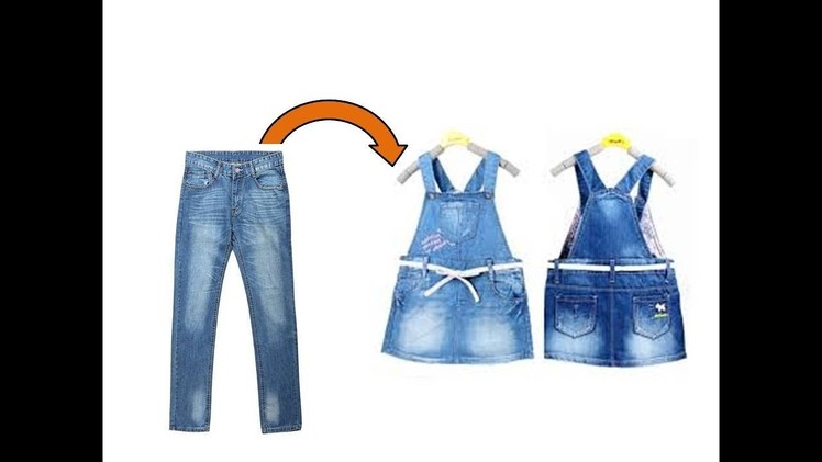 DIY: Convert.Reuse Old Men's Jeans to Girls DUNGAREE DRESS. DUNGAREE SKIRT