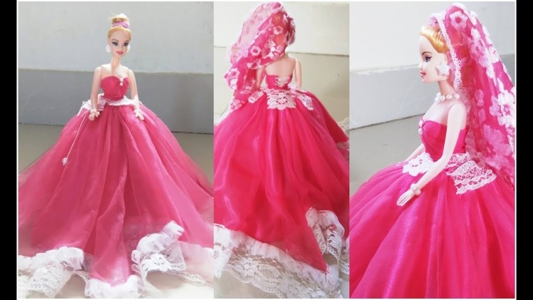 DIY Doll Decoration Ideas.Best Use of Baby Old Frock.Stylish Gown for Dolls.Easy Barbie Dress Making