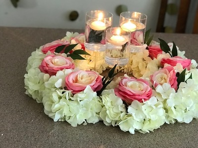 DIY-dollar tree candle centerpiece|DIY candle floral centerpiece |diy wedding decor| floating candle