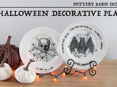 DIY Halloween Decorative Plates - Pottery Barn Inspired