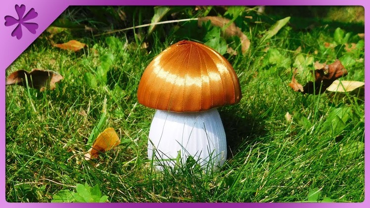 DIY How to make ribbon mushroom, autumn decoration (ENG Subtitles) - Speed up #519