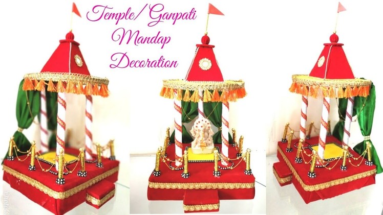 DIY How to Make Temple (Mandir) at Home.Ganpati Mandap.Makhar Decorations.Recycled Cardboard Temple