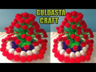 Diy-New Design Woolen Guldasta.Waste Plastic Bottle Guldasta.Guldasta flowers With Woolen Pom Pom