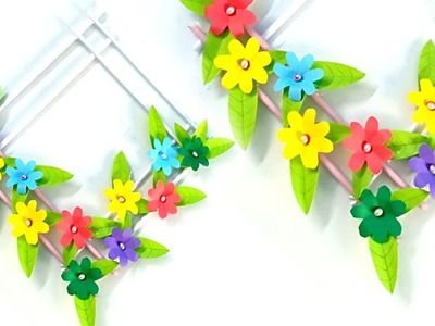 DIY wall hanging ideas | Simple paper flowers wall decoration