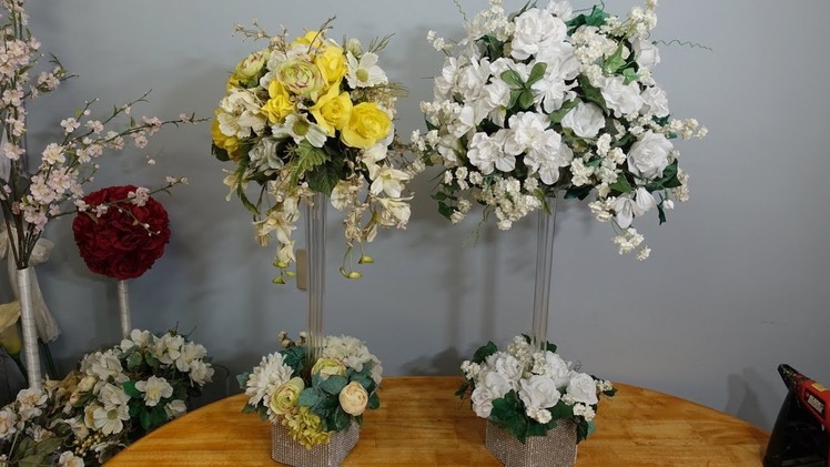 Dollar Store Table Centrepiece Ideas with Artificial Flowers DIY