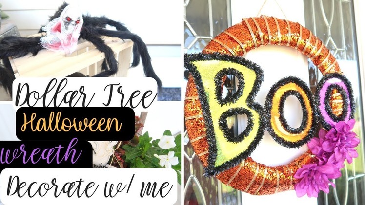 DOLLAR TREE DIY HALLOWEEN WREATH | DECORATE WITH ME | FRONT PORCH DECORATING | HALLOWEEN SPIDER