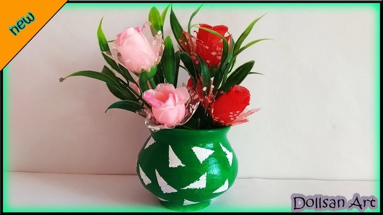 Easy pot painting using cello Tape | DIY | Beautiful pot painting at home. 
