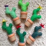 Felt cactus plant with terracotta pot