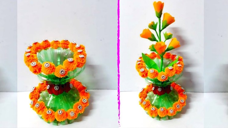 Flower vase.Guldasta from plastic bottle |Best out of waste |diy Handmade Woolen Guldasta.flower pot