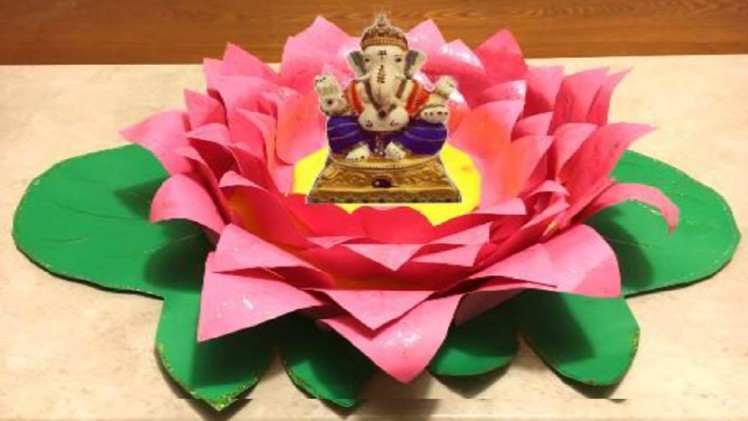 Ganapathi Decoration ideas for home| Lotus Asan for Ganesh| DIY  Easy Ganapathi Decoration