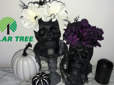 Halloween Dollar Tree DIY | Skull Vase and Stands