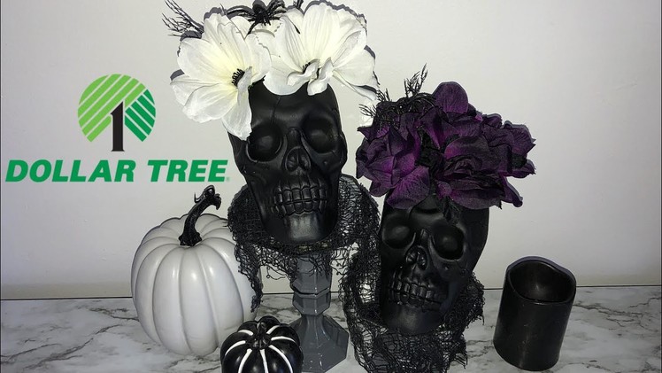 Halloween Dollar Tree DIY | Skull Vase and Stands