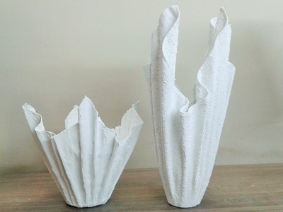 How to make Cement Flowerpot using towel and cloth, DIY vase