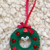 Mini Wreath Felt Christmas Ornament 2 piece set