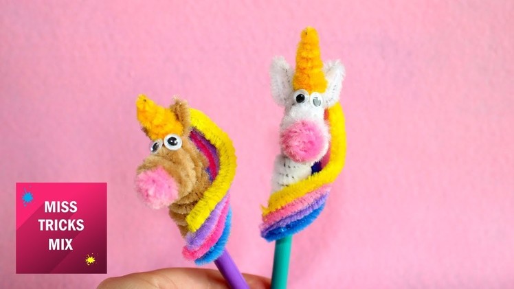 Pipe Cleaner Unicorn Pencil Topper Step By Step DIY. Pipe Cleaner Crafts.