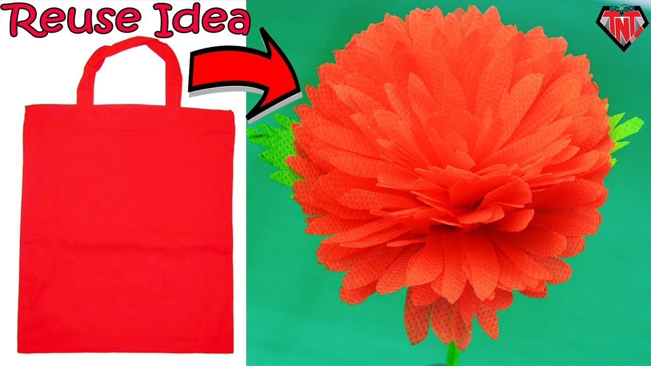 Reusable Shopping Bags DIY Chrysanthemum Flowers | Reduce-Reuse-Recycle Carry Bag Flower