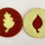 Set of 8 Round Felt Autumn Leaves Coasters Natural Colours