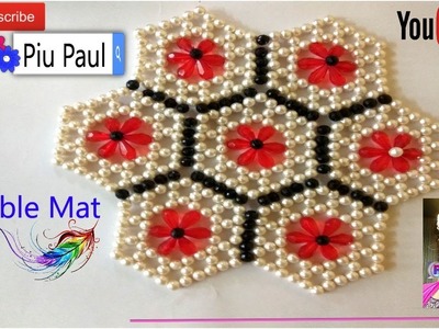 Table mat. How to make pearl beaded Coaster and Table mat.DIY beads crafts
